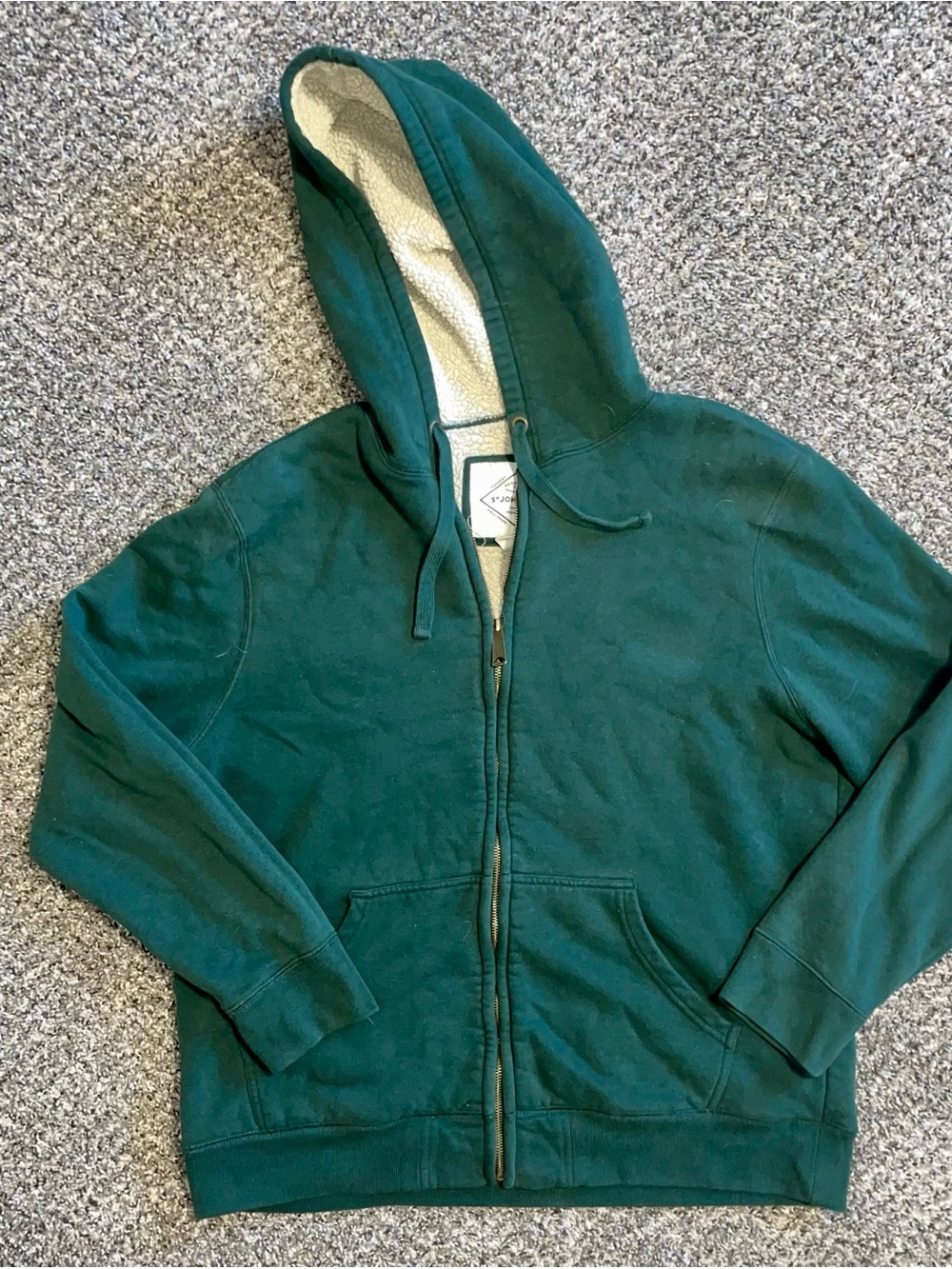 St. John's Bay Green Zip-Up Sherpa Hooded Jacket Size Mens Large